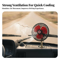 Strong Airflow 12V Car Fan 360° Rotatable 6 Inch Mini Cooling Fan 180° Adjustable for Tricycle Operators, Truckers, Truck, Golf Cart, Travel