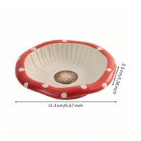 Cute Fungus Pet Bowl Adorable Ceramic Pet Bowl Glossy Feeding Dish Easy to Clean for Cats, Indoor