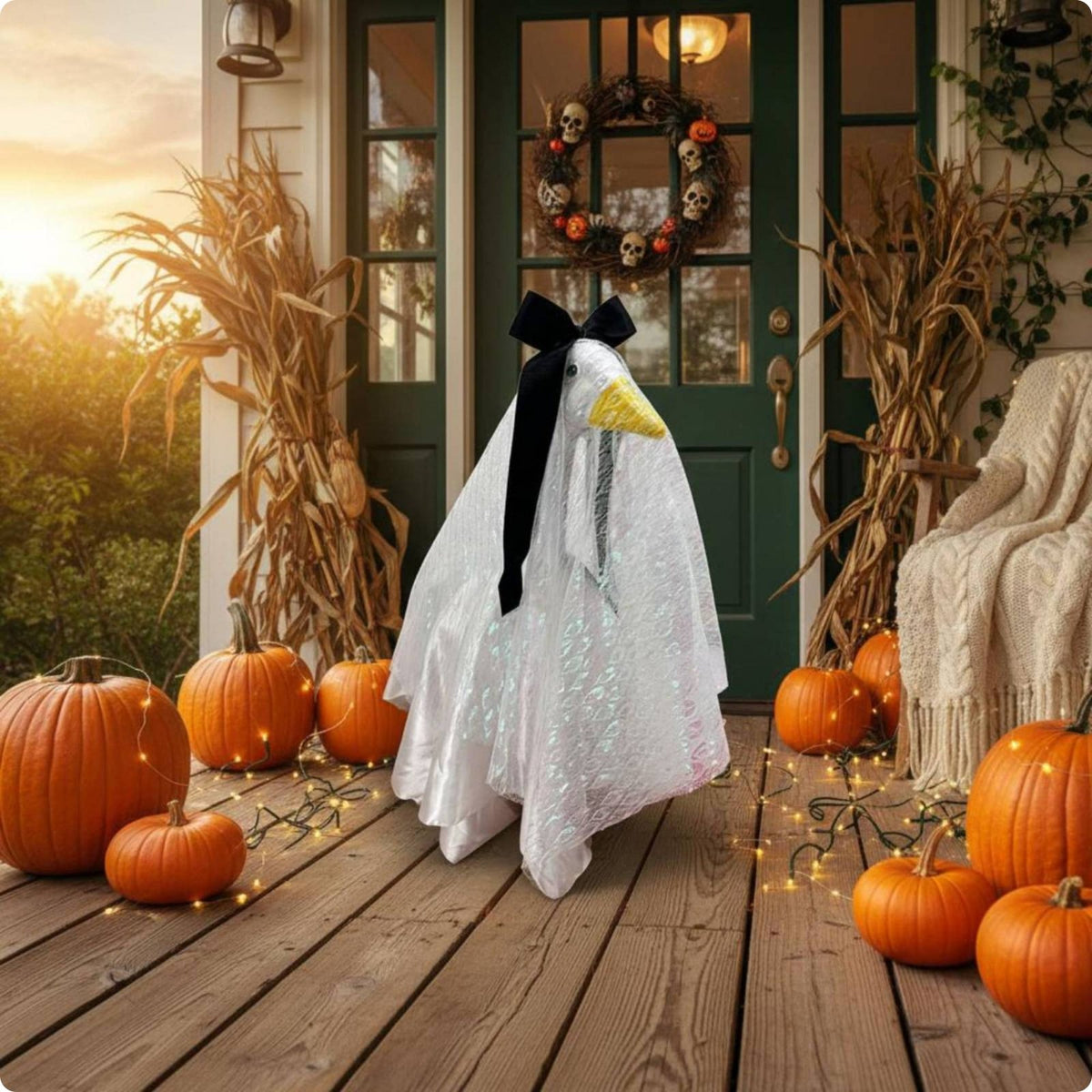 Porch Goose Costume Wedding Dress Presentable Goose Bride Set Party Ornamental Home Decoration for Yard, Halloween
