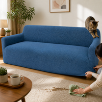 Solid Color Corn Velvet Thickened Stretch Sofa Cover All-Inclusive Non-Slip Couch Slipcover