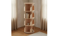 Wooden Rotating Bookshelf Floor Standing Bookcase Unit Curved Panels Round Swivel Book Shelf