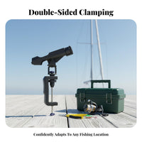 Clamp-on Fishing Rod Holder Large Clamping Range Rail Mount Rod Bracket 360 Degree Rail Mount Pole Holder Resistant