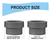 4 Pieces Ribbed Umbrella Adapter Sleeve Threaded Deck Umbrella Sleeve