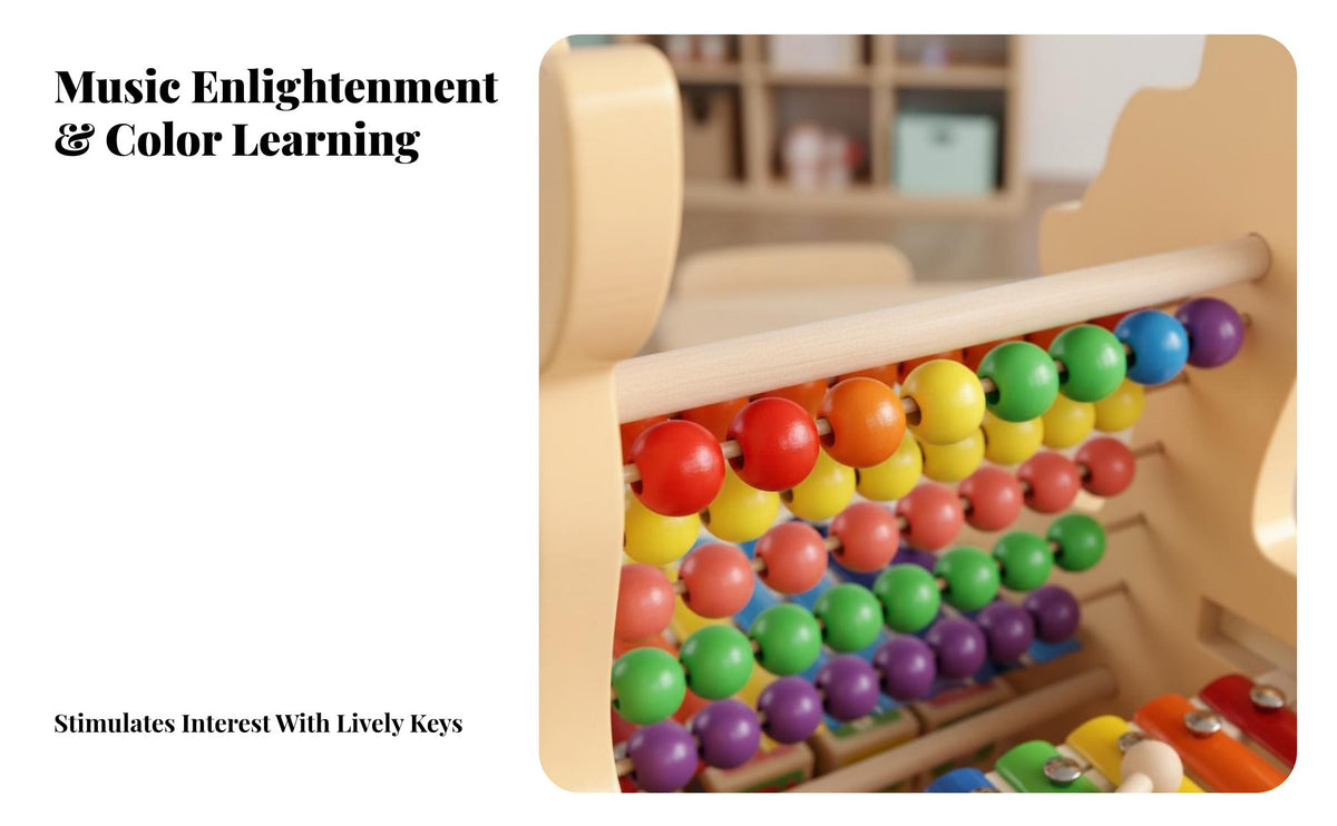 Educational Abacus Xylophone Toy Early Musical Development 8 Note Xylophone Abacus Toy Develops Hand-Eye Coordination for Preschool