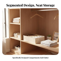 3 Pieces Multi-Compartment Compartmented material Box Set Space-Saving foldable material container Set Foldable Clothing Organizer Visible compartment for Adults, Parents, Students, Closet, Wardrobe, Bedroom