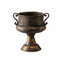 Trophy Vase Antique Finish Plant Pot Ornate Hold Foundation Decor for Photo Studio, Tabletop Display
