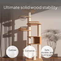 Solid Wood Floor-to-Ceiling Cat Tree Condo