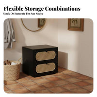 Versatile Use Woven-Front Drawer Unit Sturdy Construction Multi-Drawer Storage Chest Vintage Design Nightstand Space-Saving Design for Apartment Dwellers, Homeowners, Bedroom, Living Room, Hallway, Small Areas