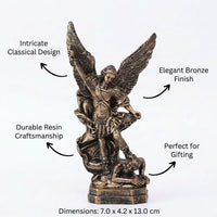 Saint Archangel Statue, Classical Bronze Finish Angel Figurine, Resin Craft for Home Altar Decor, Religious Gift Recipient, Spiritual Home Decorator