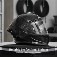 Carbon Fiber Anti-Fog Visor Carbon Reinforced Full Face Helmet Multi-Season Use Secure Headwear for Men, Street Riding, City Commuting