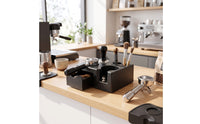 coffee Tamping Station Multi-Compartment Workstation with Drawer Easy to Clean Portafilter Holder with Storage for Baristas