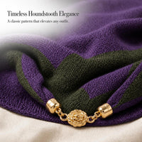 Knitted Striped Color Block Magnetic Buckle Triangle Scarf Shawl for Autumn/Winter