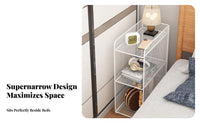 Slim Design Narrow Bedside Shelf Space Saving Nightstand Sturdy and Long-Lasting Storage Rack Stable Load-Bearing for Apartment Dwellers, Students, Homeowners, Bedroom, Small Areas, Dorm Room, Hallway