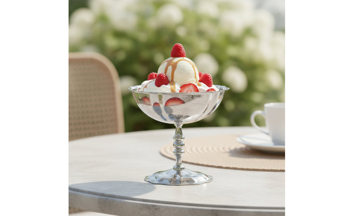 Pedestal Dessert Cup Stainless Steel Dessert Cup with Stem Polished Sundae Dish with Pedestal for Hosts, Dinner Parties, Cafes, Afternoon Tea
