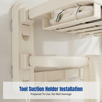 Foldable Cream Style Towel Rack, Suction No-Drill Wall-Mounted Bar, Bathroom Storage Organizer for Toilet