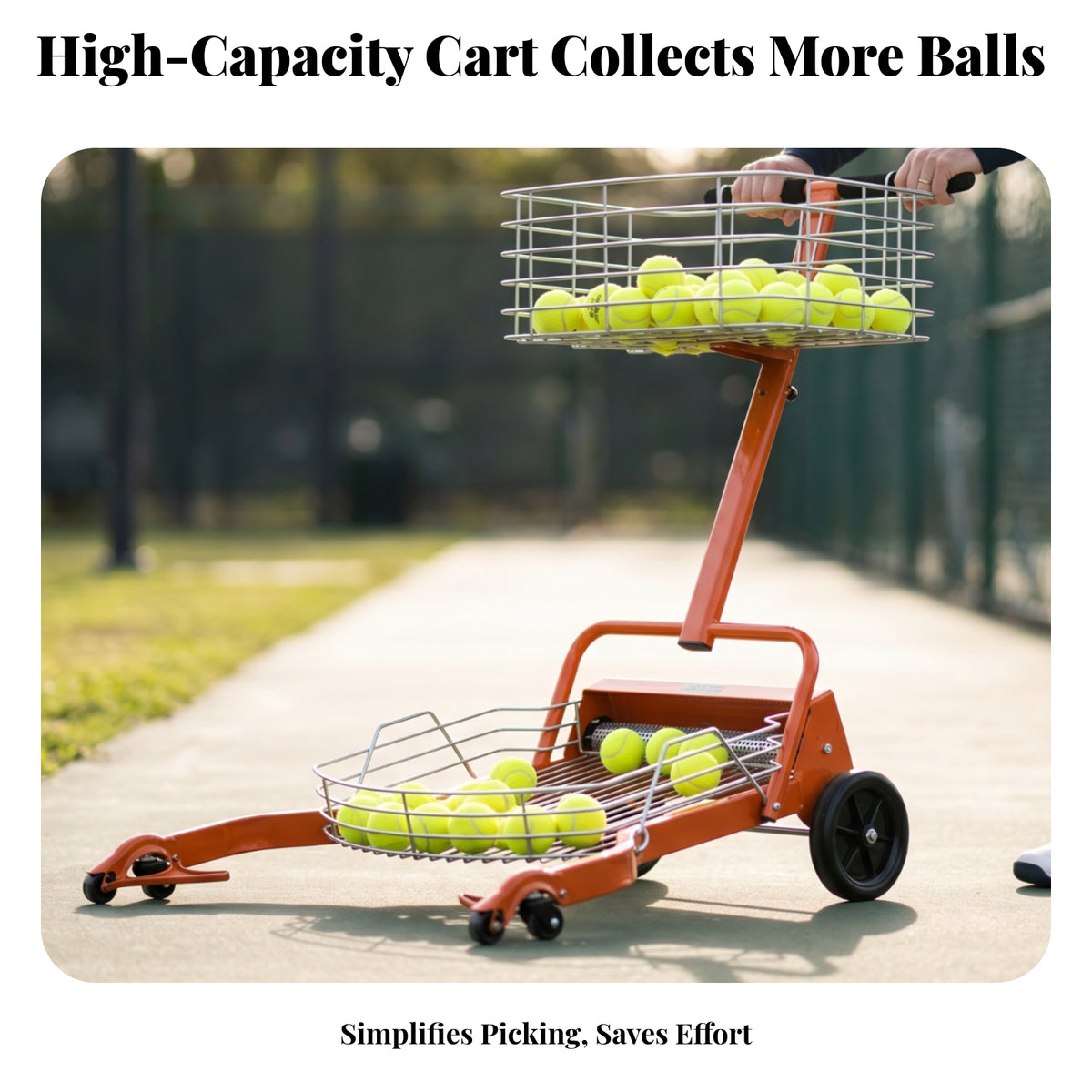 Tennis Ball Collection Cart  Baskets Tennis Ball Picker Cart Wheeled