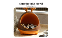 Two-Tone Horn Jewelry Stand Open Front Deer Horn Organizer Decorative Dome Organizer Warm Finish