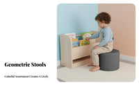 Foliage-Shaped Ottoman Colorful Varieties Playroom Furnishing Water-Resistant Upholstery for Young Children, Parents