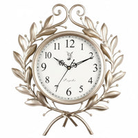 Leafy Wreath Noiseless Quartz Wall Timepiece Non-Ticking Ornate Wall Timepiece Vintage Design Time Display Easy to Hang