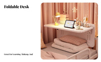 Dorm Room Study Desk Space Saving Foldable Bedside Desk No Assembly Required Bunk Bed Shelf for College Students, Apartment Dwellers, Small Areas