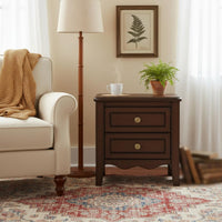 Compact Wooden Bedside Table Dark Brown Solid Wood Bedside Table Round Knob Pulls Home Furniture
