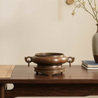 Copper Incense Burner Stable Incense Holder with Handles Elegant Ding Censer for Meditation