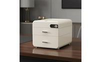 Desktop Drawer Cabinet Lockable Storage Cabinet with Lock Milky White Document Storage Box with Drawers for Office