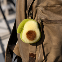 Avocado Faux Mink Rabbit Fur Car Keychain Pendant Plush Doll Bag Charm