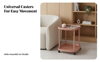 Movable with Wheels 2-Tier Rolling Stand Space-Saving 2-Tier Clover-Top Nightstand Mobile Design Household Furniture Lockable Casters for Apartment Dwellers, Students, Homeowners, Bedroom, Small Areas, Dorm Room, Home Awayice