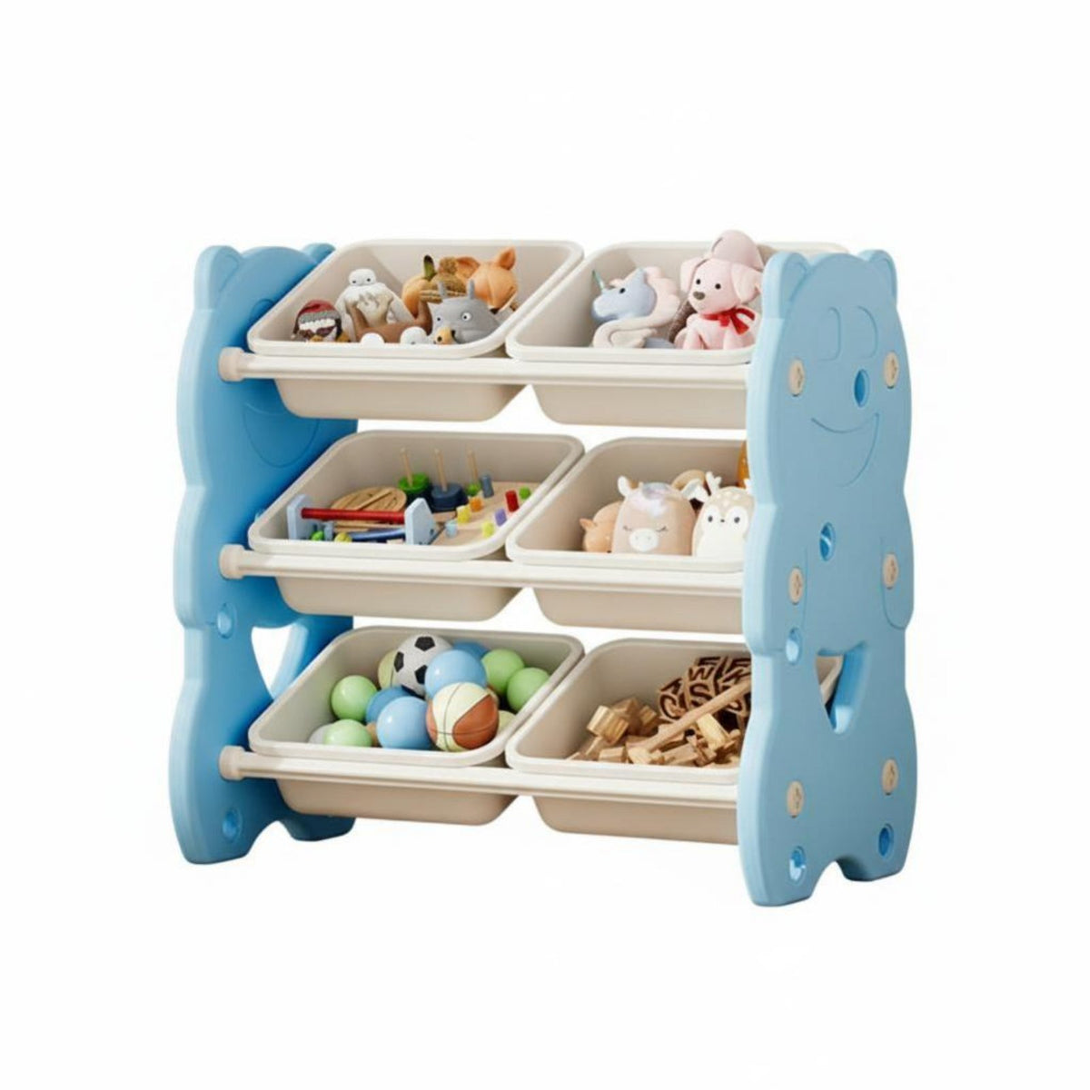 Toy and Book Shelving Unit Stable frame Multi-Bin Storage Rack for Toddlers