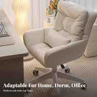 Adjustable Height Upholstered Task Chair 360° Swivel Rolling Seat High-Density Foam Cushion Office Seating Luxuriously Soft Cushioning for Students, Women, Adults, Dorm Room, Bedroom, Vanity Area