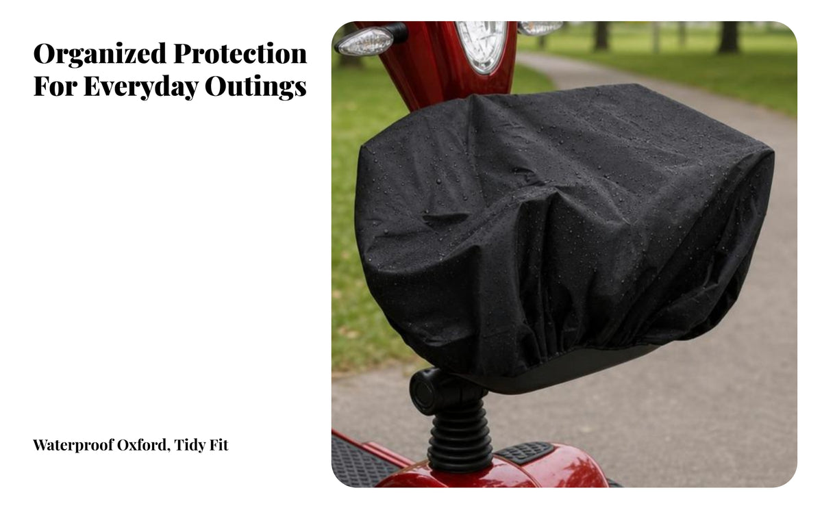 Waterproof Mobility Basket Cover | Elastic Edge for Secure Fit, 210D Oxford material, Rainy Days