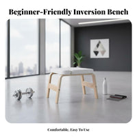 Solid Wood Frame Mind-Body Inversion Chair Comfortable Padding Mind-Body Headstand Bench Stable Design Wooden Headstand Bench Sturdy Construction for Beginners, Home Gym