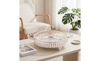 Fruit Bowl with Handles Ornate Decorative Serving Platter Embossed Serving Tray with Handles for Hosts, Home Stylists, Coffee Table, Living Room