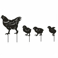 4 Pieces Easy to Place Hen and Chicks Stake Cute Creature Design Metal Chicken Yard Decor Whimsical Charm Garden Poultry Statue Lifelike