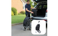 Stair Climbing Shopping Cart Quiet Wheels Aluminum Shopping Cart Water Resistant Material Foldable Grocery Trolley for Moving, Travel