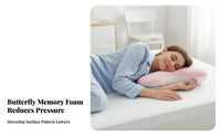 Skin-Friendly Textile Butterfly Shaped Memory Foam Pillow Machine Washable Cover Butterfly Shaped Pillow Reversible Design for Women