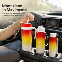 3-Piece Gradient Sports Water Bottle Set with Handle and Leak-Proof Design, Large Capacity