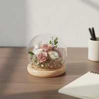Glass Dome Wooden Base Minimalist Design Spherical Glass Dome with Base Clear Globe Cover Handmade House Decoration DIY