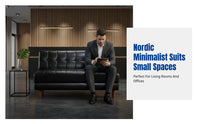 Nordic Modern Minimalist Leather Sofa for Small Apartment, Living Room, Office, L-Shaped Corner