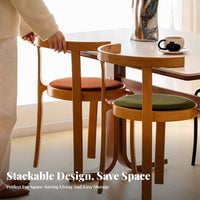 Upholstered Wooden Side Chair Retro Design Stackable Wooden Side Chair Space-Saving Curved rearrest for Hosts, Dining Room, Cafe