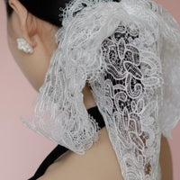 French Style Hair Barrette Elegant Design Long Tail Lace Bow Handmade Large Lace Ponytail Clip for Parties