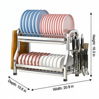 Kitchen Dish Rack and Countertop Dish Rack, Stainless Steel Plate Rack and Bowl Rack with Removable Tray, Clean-line kitchen Sink Organizer