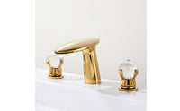 Lavatory Faucet with Waterfall Spout Deck-Mounted Lavatory Faucet with Crystal Handles All-Copper