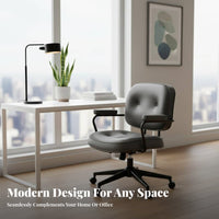 360-Degree rotate Armless Upholstered Rolling Chair Stylish Design Vanity Stool dense seat pad Office Furniture Ergonomic Curved spinerest for Students, Women, Teens, Study Room, Bedroom, Workstation
