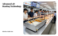 Automatic Temperature Control Commercial Food Warmer Rapid Heating Commercial Food Warming Station Sturdy Construction Electric Buffet Server Easy Cleaning for Restaurant Owners, Cafeteria Team, Cafeterias, Buffets, School Canteens, Restaurants