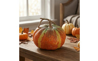 Artificial Foam Pumpkin Ribbed Pumpkin with Stem Textured Display Pumpkins Faux for Autumn, Halloween, Tabletop