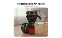 Beginner Friendly Tunable Djembe Ready to Play Hand Drum Rich Resonant Tone Percussion Instrument Ethnic Design for Beginners, Music Students, Musicians, Jam Sessions, Acoustic Performances, Live Performance, Home