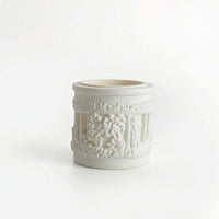Embossed Cylindrical Flower Pot Classical Pot with Raised Design Pattern Vintage Decorative Planter Sculpted for Windowsill