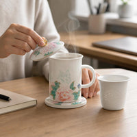 Ceramic Mug with Infuser and Lid, 400ml Tea Separation Cup for Office and Business Gifts